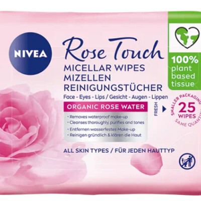 NIVEA FACE CLEANSING WIPES ROSE TOUCH MICELLAR WATER 25 pcs