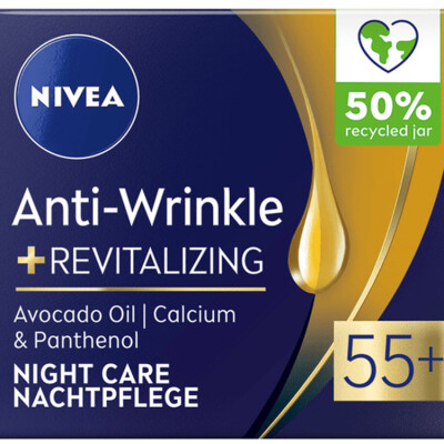 NIVEA FACE 55+ NIGHT CREAM  ANTI-WRINKLE & REVITALIZING  50 ml.