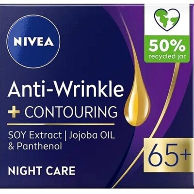 NIVEA FACE 65+ NIGHT CREAM  ANTI-WRINKLE & CONTOURING  50 ml.