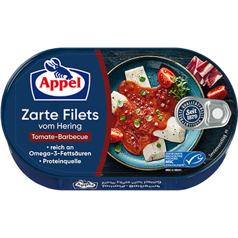 APPEL HERINGFILETS IN TOMATE-BARBECUE 200 G.