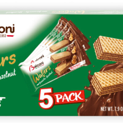 BALCONI WAFERS HAZELNUT 5 PACK  225 G.