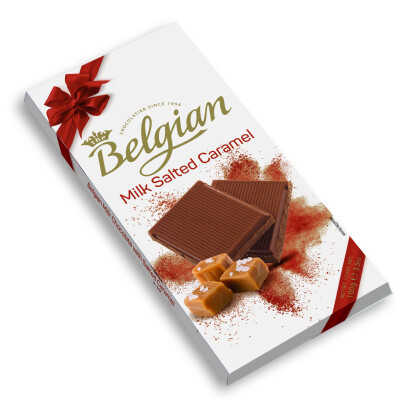 BELGIAN BAR MILK SALTED CARAMEL CHOCOLATE  2100 G.