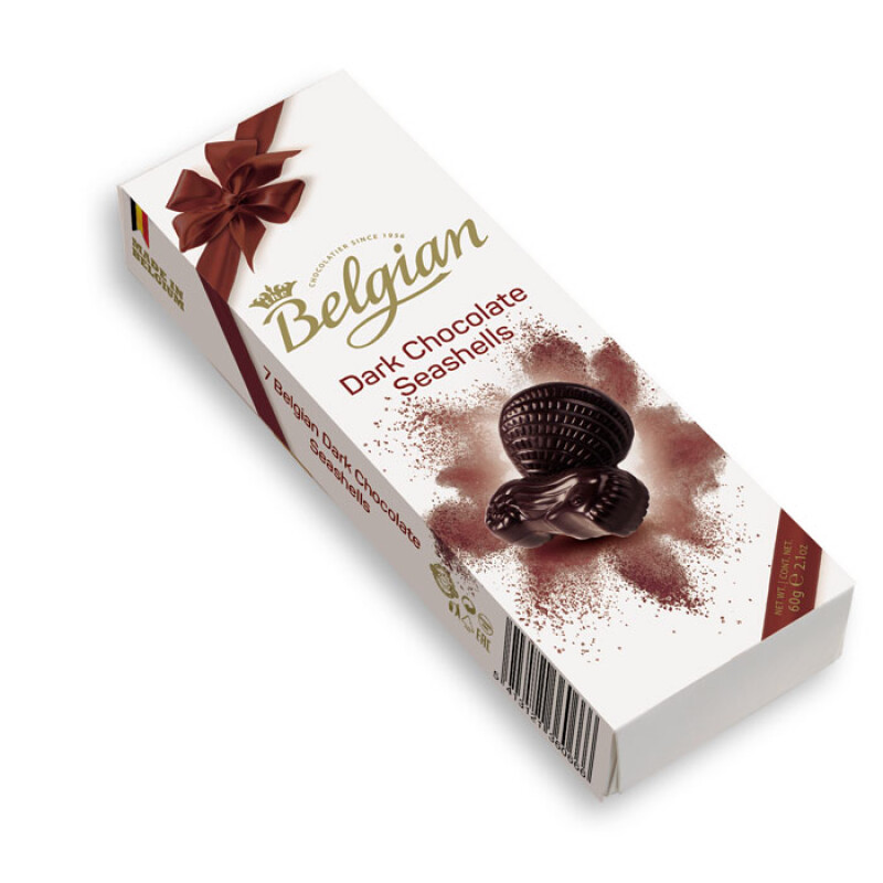 BELGIAN DARK CHOCOLATE  SEASHELLS  60 G.