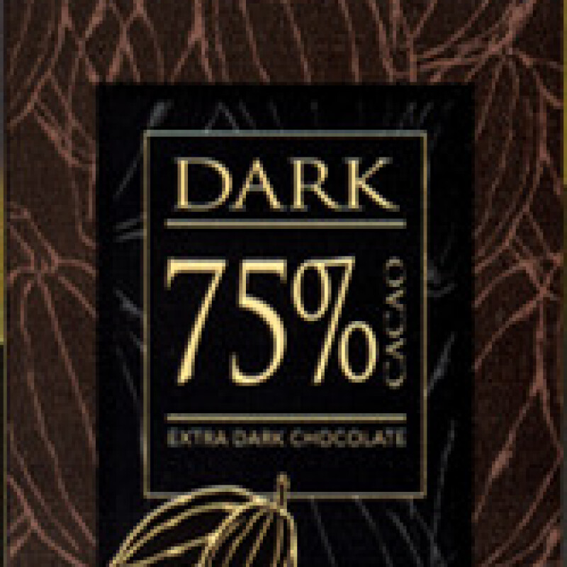 CAFFAREL 75% DARK CHOCOLATE BAR   80 G.