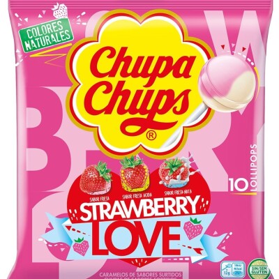 CHUPA CHUPS STRAWBERRY LOVERS 10 PCS bag  120 G.