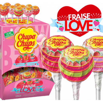 CHUPA CHUPS STRAWBERRY LOVE 150 PCS BOX 1800 G.