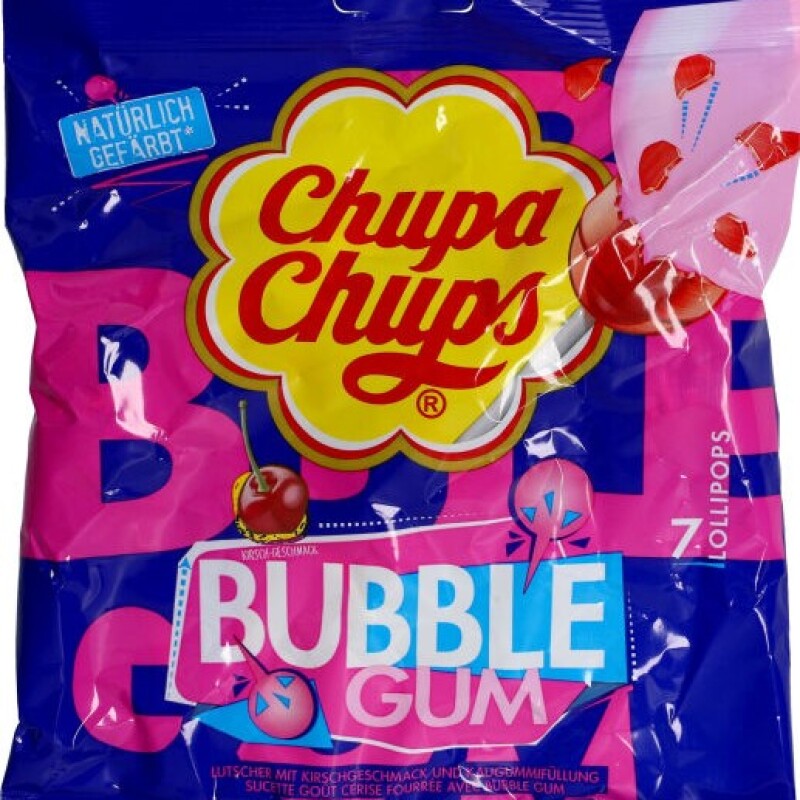 CHUPA CHUPS MAXI BUBBLE GUM 7 PCS bag 126 G.