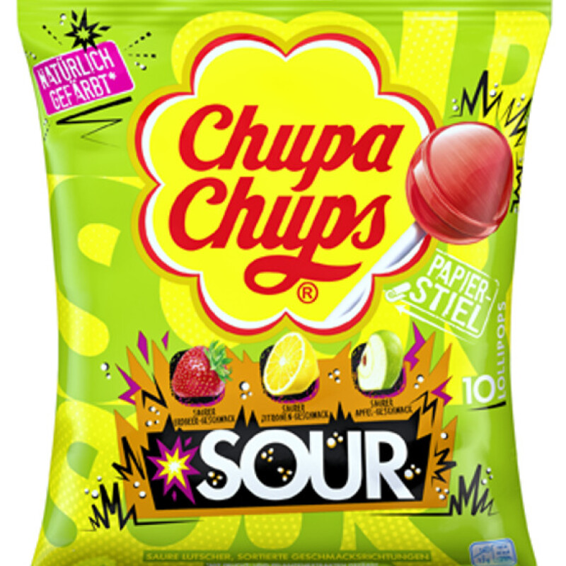 CHUPA CHUPS SOUR BAG  10 PCS 120 G.