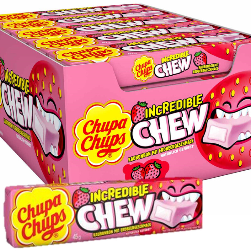 CHUPA CHUPS INCREDIBLE CHEW ERDBEERE  45g