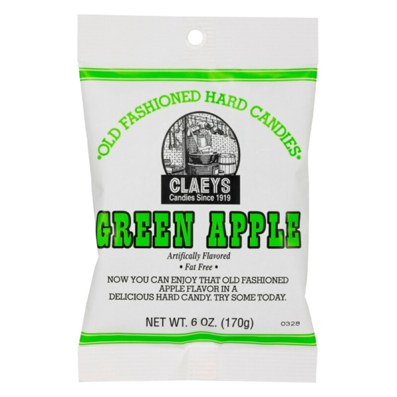 CLAEYS GREEN APPLE HARD CANDY  6 OZ.