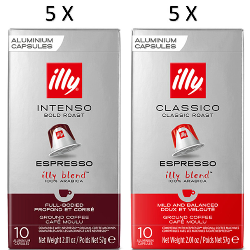 ILLY COFFEE CAPSULES VARIETY (CLASSICO ESPRESSO & INTENSO ESPRESSO )  10 PCS.