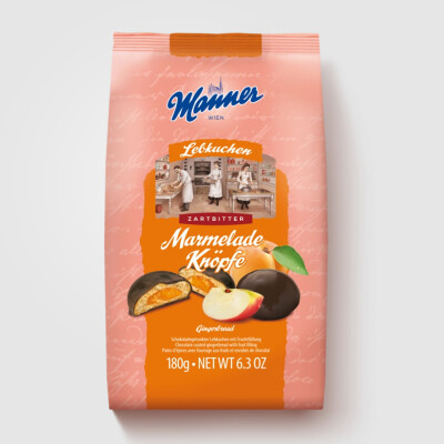 MANNER MARMELADE KNOPFE ZARTBITTER GINGERBREAD  180 G.