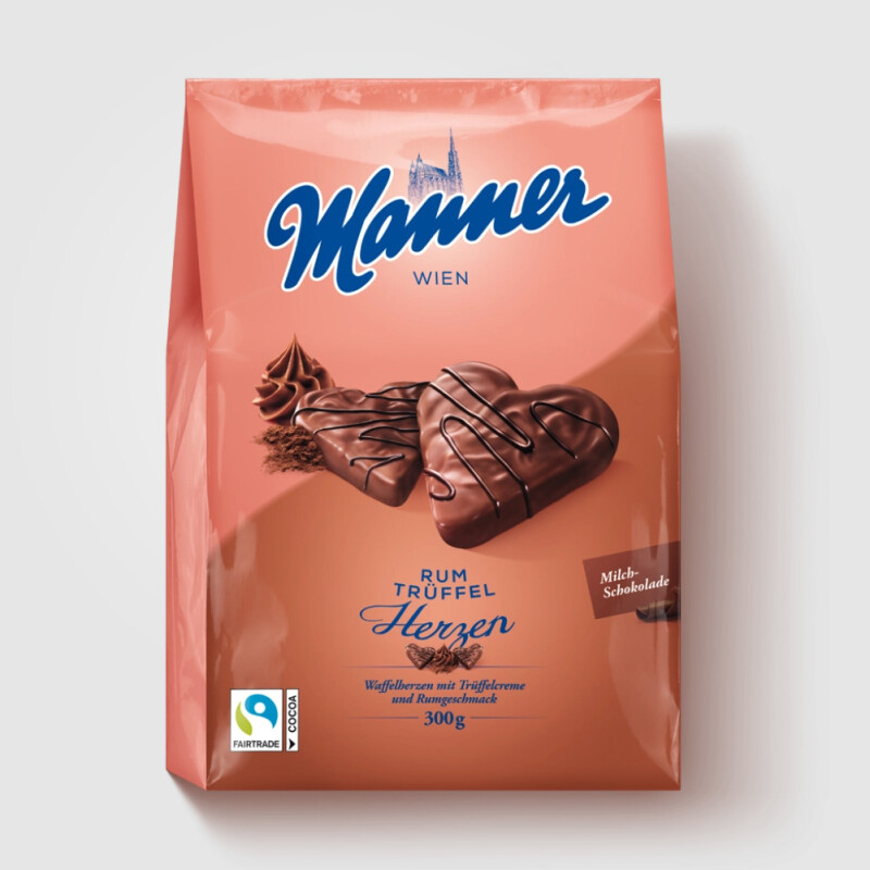 MANNER RUM TRUFFEL WAFER HEARTS WAFERS  300 G.