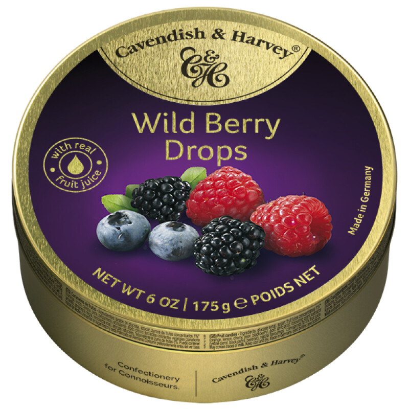 CAVENDISH & HARVEY FRUIT TIN - WILD BERRY   6 oz.