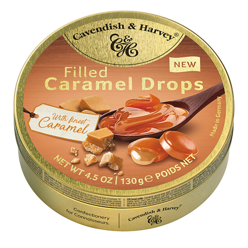 CAVENDISH & HARVEY CARAMEL TIN - WITH FINEST CARAMEL FILLING  4.5 oz.