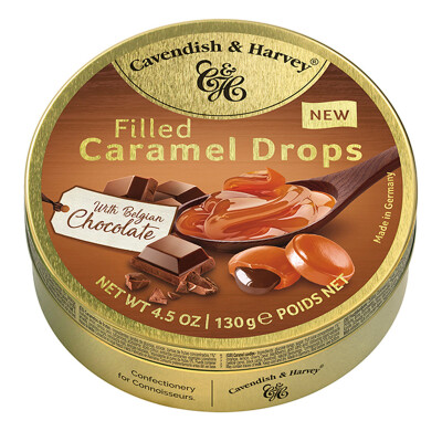 CAVENDISH & HARVEY CARAMEL TIN - WITH BELGIAN CHOCOLATE FILLING  4.5 oz.