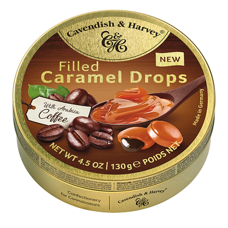 CAVENDISH & HARVEY CARAMEL TIN - WITH ARABICA COFFEE FILLING  4.5 oz.