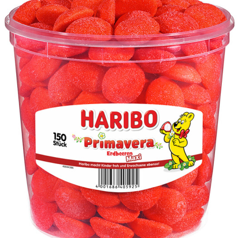 HARIBO PRIMAVERA ERDBEEREN  MAXI 150 PCS TUB1050 G.