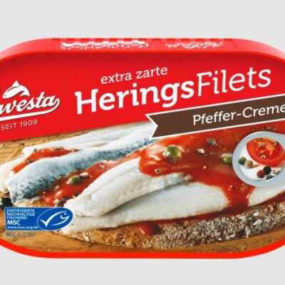 HAWESTA HERRING FILLETS IN PFEFFER CREME / PEPPER CREME   200 G.