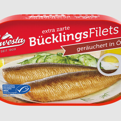 HAWESTA BUECKLINGSFILETS SMOKED IN OIL 190 G.