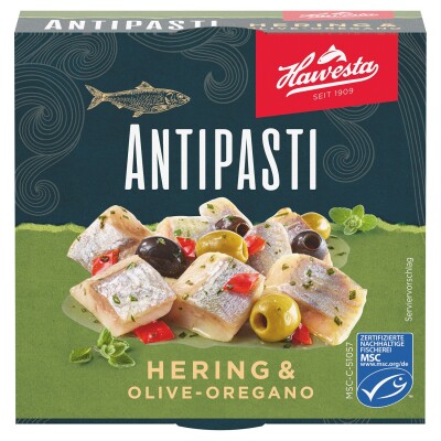 HAWESTA ANTIPASTI HERING & OLIVE - OREGANO  150 G.