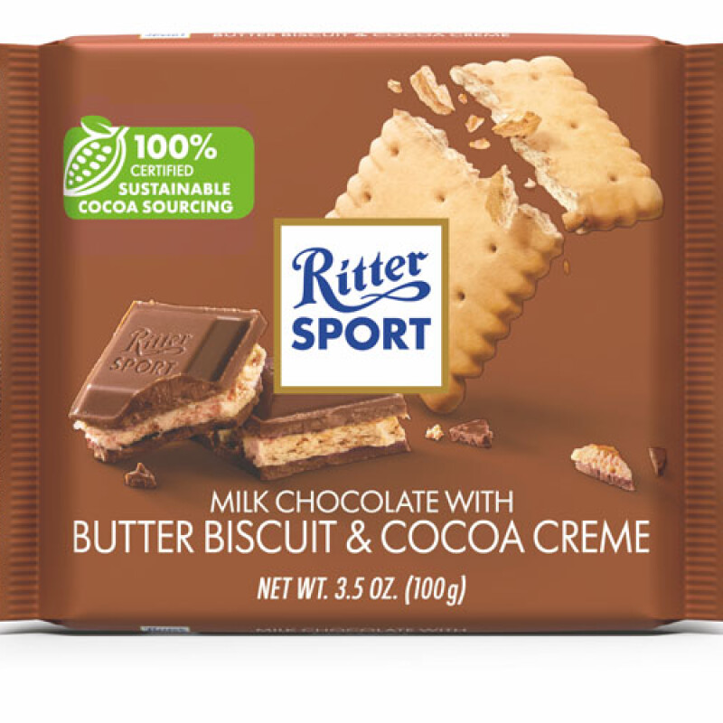 RITTER SPORT FINE MILK CHOCOLATE 35% COCOA  100 G.