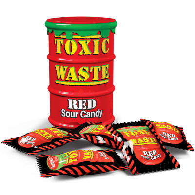 TOXIC WASTE GREEN ULTRA SOUR CANDY DRUM  42 G.